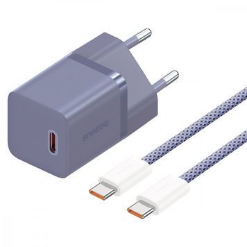 СЗУ Baseus GaN5 Mini Fast Charger 30W ( Type-C ) + Кабель Type-C to Type-C 100W (1m) purple 597390011 фото