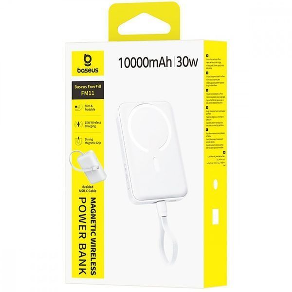 Портативная Батарея Baseus EnerFill FM11 with Built-in Type-C Cable 10000mAh 30W white 677830001 фото Портативная Батарея Baseus EnerFill FM11 with Built-in Type-C Cable 10000mAh 30W white 677830001 фото