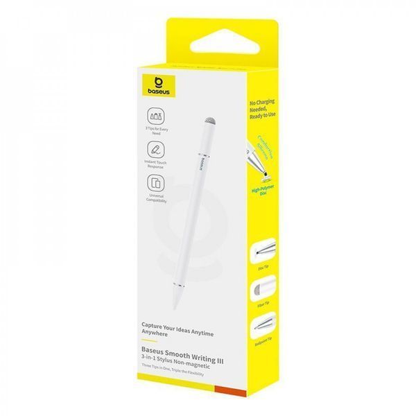 Стилус Baseus Smooth Writing III 3-in-1 white 666140003 фото Стилус Baseus Smooth Writing III 3-in-1 white 666140003 фото