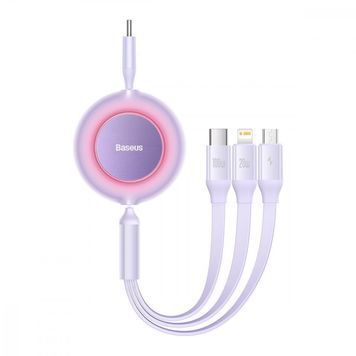 Кабель Baseus Bright Mirror 2 Series 3-in-1 (Micro USB+Lightning+Type-C) 100W (1.1m) purple 424820011 фото