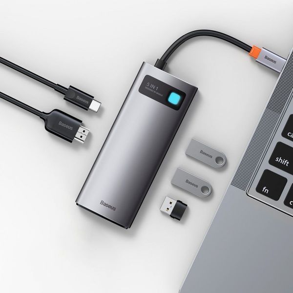 USB-Хаб Baseus Metal Gleam Series 5-in-1 Type-C gray 320120010 фото