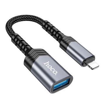 Адаптер Hoco UA24 Adapter iP to USB-A female USB 2.0 Metal Grey 9801-11630 фото