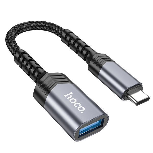 Адаптер Hoco UA24 Type-C male to USB female 3.0 converter Metal Grey 9824-11654 фото