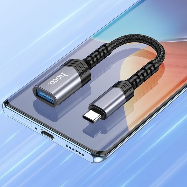 Адаптер Hoco UA24 Type-C male to USB female 3.0 converter Metal Grey 9824-11654 фото