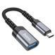 Адаптер Hoco UA24 Type-C male to USB female 3.0 converter Metal Grey 9824-11654 фото 1