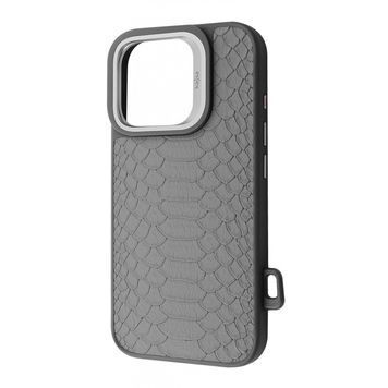 Чохол Kajsa Snake Pattern with Magnetic Ring iPhone 16 Pro Max light gray 596690247 фото