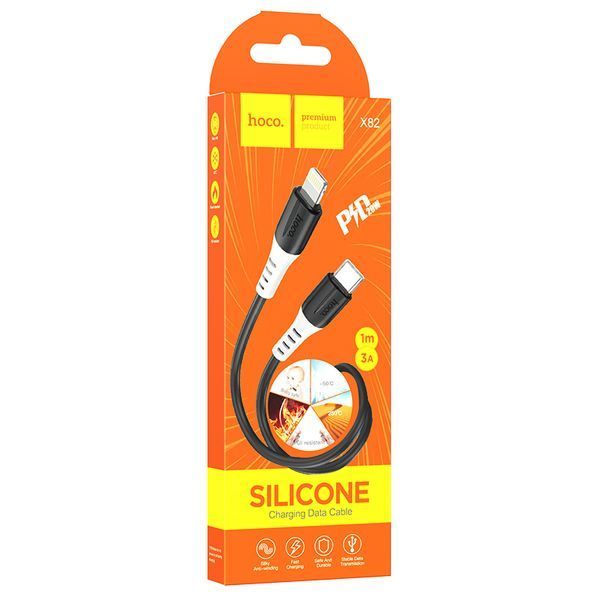 Кабель Hoco X82 iP PD silicone charging data cable Black 9444-16721 фото Кабель Hoco X82 iP PD silicone charging data cable Black 9444-16721 фото