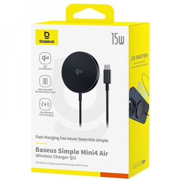 Wireless charger Baseus Simple Mini4 Air Magnetic Qi2 15W black 616750001 фото