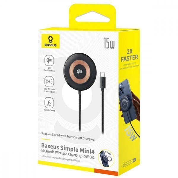 Беспроводное ЗУ Baseus Simple Mini4 Qi2 15W black 619440001 фото