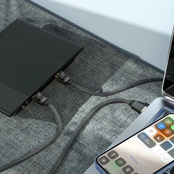 Кабель Hoco US07 General pure copper flat network cable(L=5M) Black 11801-24319 фото Кабель Hoco US07 General pure copper flat network cable(L=5M) Black 11801-24319 фото