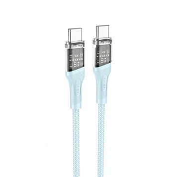 Кабель Hoco U111 Transparent Discovery 60W Type-C to Type-C (1.2m) blue 384410004 фото