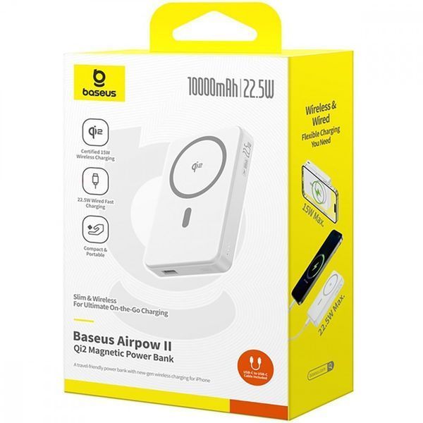 Портативная Батарея Baseus Airpow II Qi2 22.5W 10000mAh white 652160003 фото Портативная Батарея Baseus Airpow II Qi2 22.5W 10000mAh white 652160003 фото