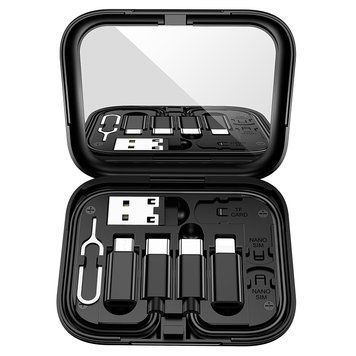 Набор адаптеров Hoco U114 Treasure box storage charging data cable set Black 8809-9464 фото