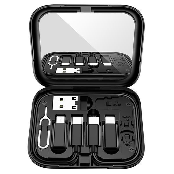 Набор адаптеров Hoco U114 Treasure box storage charging data cable set Black 8809-9464 фото