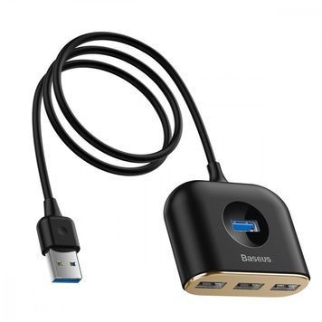 USB-Хаб Baseus Square Round USB to USB 3.0 + 3USB 2.0 (1m) black 273600001 фото