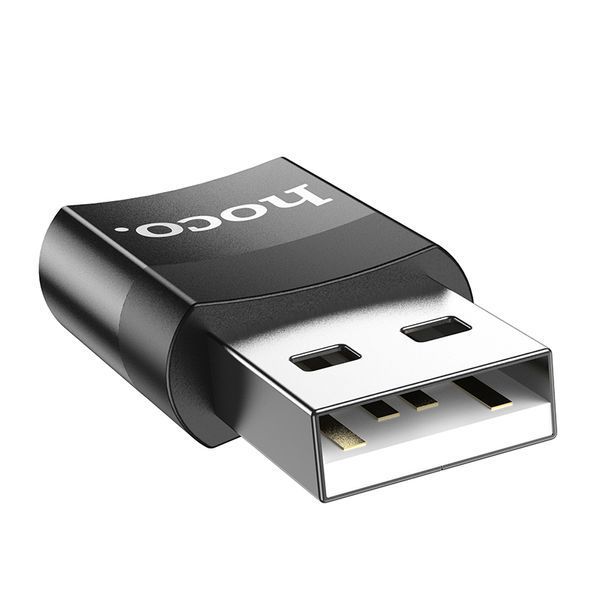 Адаптер Hoco UA17 USB Male to Type-C female USB2.0 adapter Black 8831-9486 фото