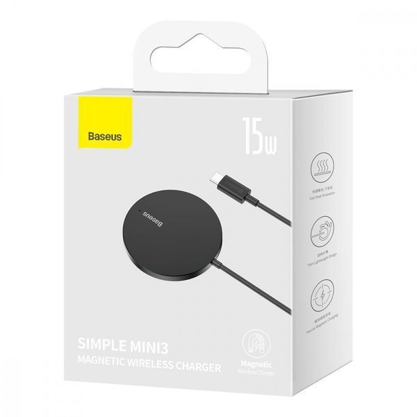 Беспроводное ЗУ Baseus Simple Mini3 Magnetic Wireless Charger 15W black 425460001 фото
